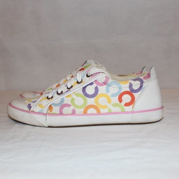 Coach Signature Logo Barrett Women's Canvas Sneaker Shoe Multicolored Size 9B - Picture 4 of 13